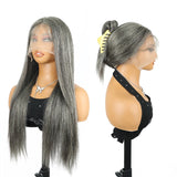 13x4/5x5 Salt and Pepper Human Hair Straight Lace Front Wig