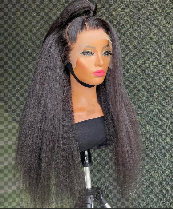 Claire | 13x4 Full Frontal Preplucked Human Hair Lace Front Wig | Kinky Straight