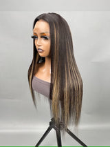 Diva | Ombre Balayage Straight Highlight Preplucked Human Hair Lace Front Wig