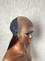 {LAST-PIECE-CLEARANCE} 9x6 Brown Skin Melt Lace Yaki Straight Drawstring Human Hair Wig