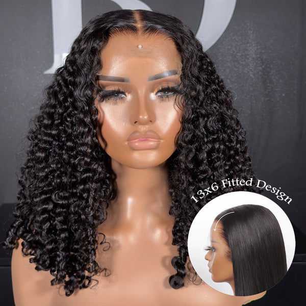 CLEARANCE Glueless Knot-Free 13x6 Fitted Cap Ear Tap 250% Skin Melt Lace Front Wig Finger Coily Curls Bob