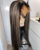 13x4/13x6 Highlight Pre-Plucked Human Hair Lace Frontal Straight Wig