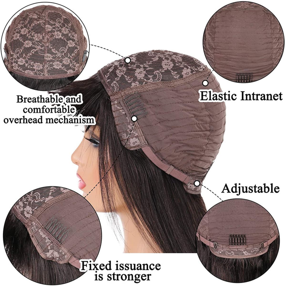 Afsisterwig -Full Machine Made Bouncy Wave Human Hair Wig with Bang
