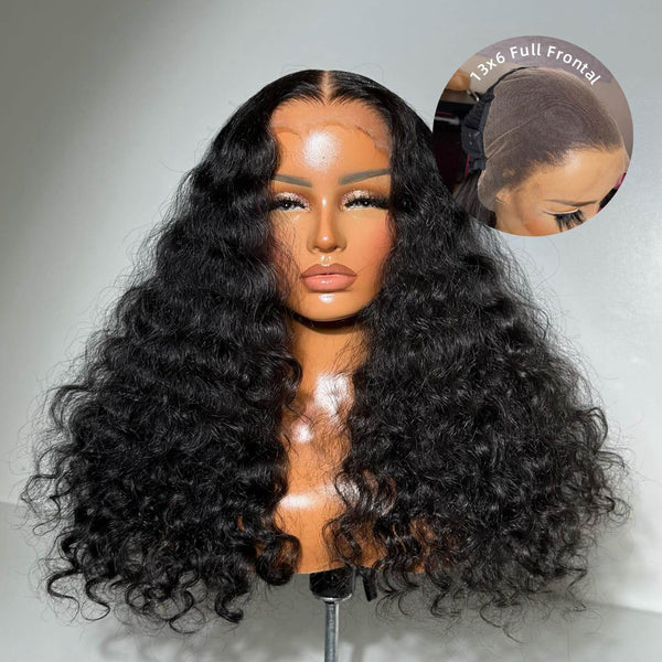13x6 Full Hair Transparent Lace Human Hair 250% Density Frontal Wig Deep Loose Wave
