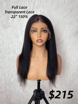 {LAST-PIECE-CLEARANCE} Full Lace Tranparent Lace Human Hair Wig Kinky Straight