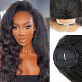 Flip Over Half Wig with Drawstring Kinky Straight Glueless Human Hair Wig