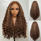 Upgraded 13x6 Fitted Cap Curly Edge Glueless Skin Melt Lace Front Wig Highlight Curly