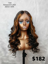 {LAST-PIECE-CLEARANCE} 13x6 Transparent Lace Highlight Human Hair Wavy Wig