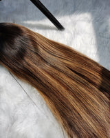 Upgraded Knot-Free 13x6 Fitted Cap Glueless Skin Melt Lace Front Wig Ombre Highlight Straight