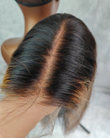 Upgraded Knot-Free 13x6 Fitted Cap Glueless Skin Melt Lace Front Wig Ombre Highlight Straight