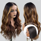 Upgraded Knot-Free 13x6 Fitted Cap Glueless Skin Melt Lace Front Wig Ombre Highlight