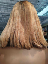 360 Lace Invisible Strap Pre-Cut 250% Density Preplucked Human Hair Highlight Bob Wig Yaki