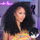 Flip Over Half Wig with Drawstring Burmese Curls with Coily Ends Glueless Human Hair Wig