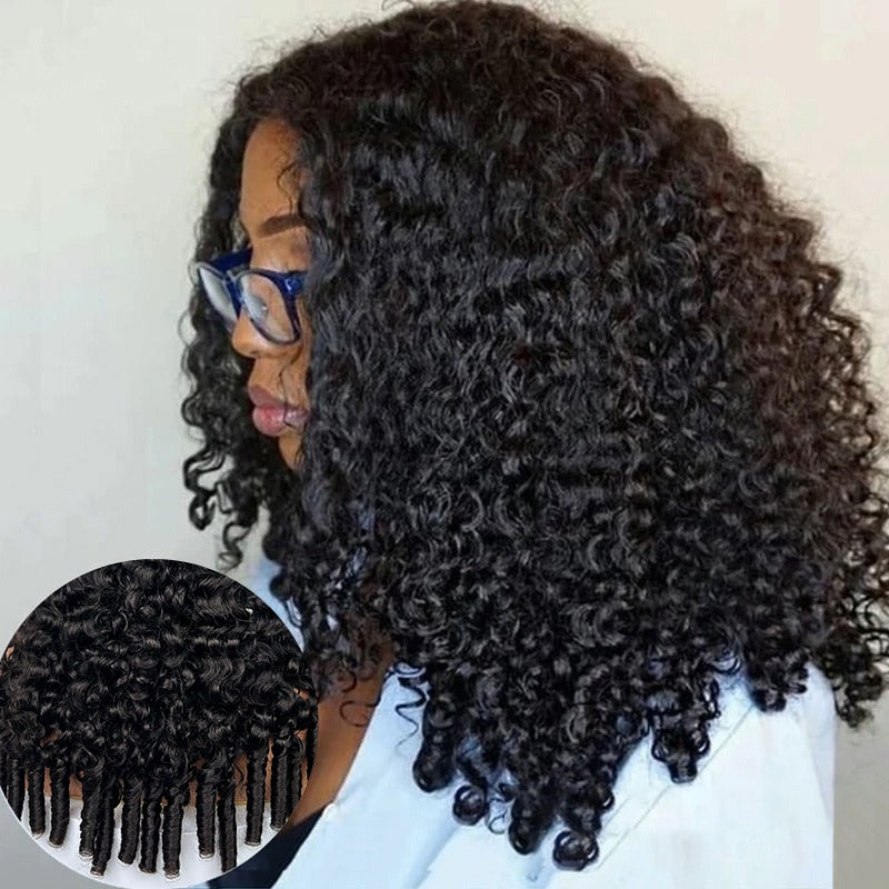 Flip Over Half Wig with Drawstring Burmese Curls with Coily Ends Glueless Human Hair Wig