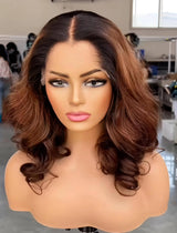 Lagos Hairline Preshaped M Hairline 13x6 Skin Melt Lace Front Wavy Wig Ombre Honey Brown