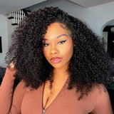 Flip Over Half Wig with Drawstring Afro Kinky Curly Glueless Human Hair Wig