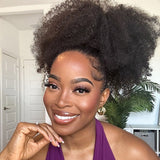 Flip Over Half Wig with Drawstring Afro Kinky Curly Glueless Human Hair Wig