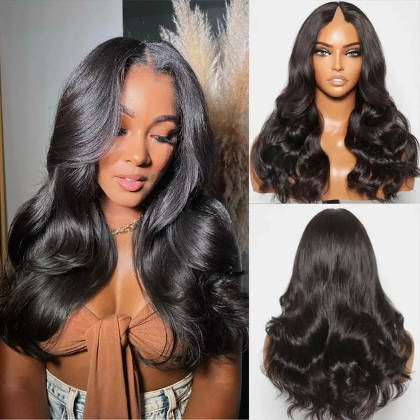 Natural Drawstring V Part Wig Glueless Human Hair Wigs Body Wave