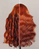 4X4/13x4 Transparent Lace Wig 250% Body Wave Human Hair Wig Ombre Ginger