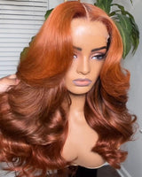 4X4/13x4 Transparent Lace Wig 250% Body Wave Human Hair Wig Ombre Ginger