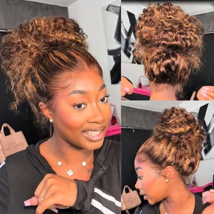 CLEARANCE 360 Lace Invisible Strap 250% Human Hair Lace Wig Highlight Water Wave