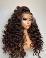 13x6 Knot-Free/Fitted Cap Human Hair Curly Edge Glam Yaki Wavy Wig