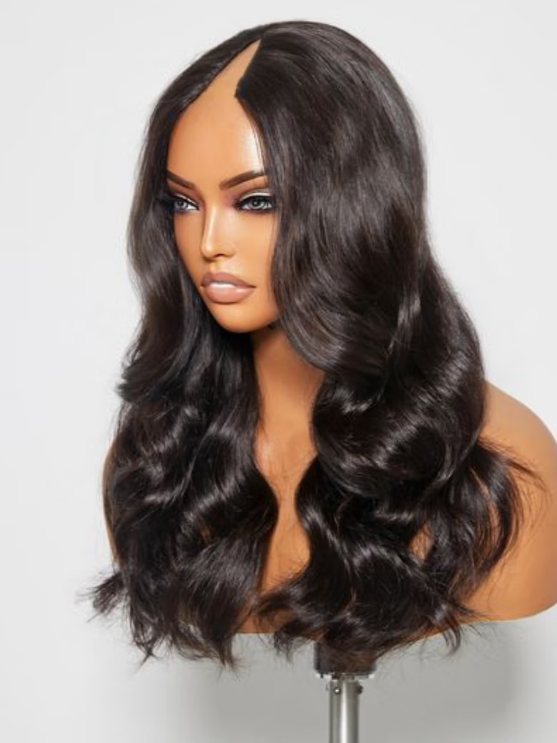 Natural Drawstring V Part Wig Glueless Human Hair Wigs Body Wave