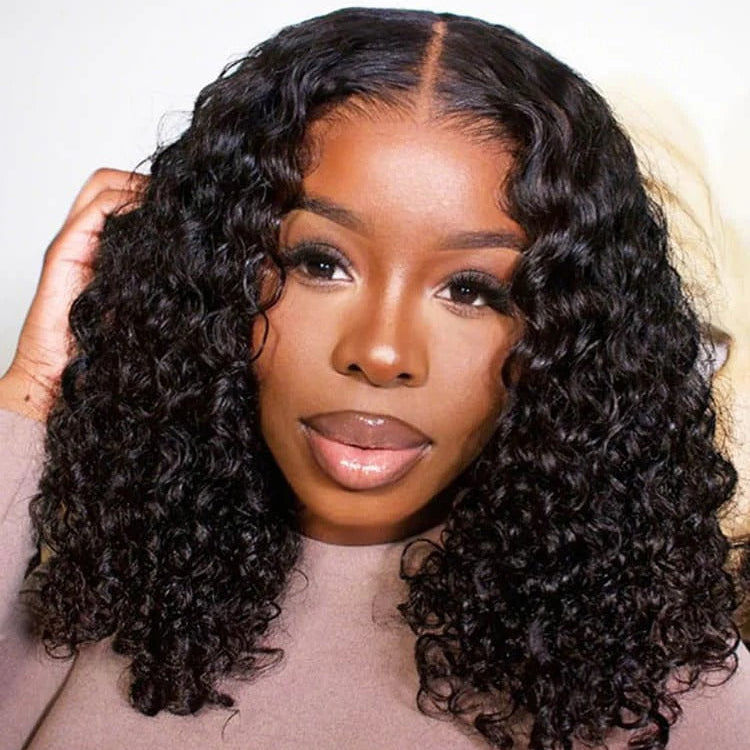 360 Lace Invisible Strap Pre-Cut 250% Density Preplucked Human Hair Bob Wig Water Wave