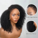 Natural Curly/4C Edge Skin Melt Lace Frontal Wig Afro Kinky Curly