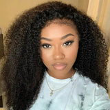 Natural Curly/4C Edge Skin Melt Lace Frontal Wig Afro Kinky Curly