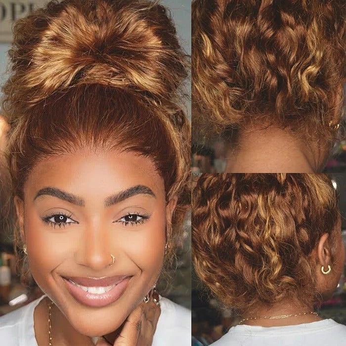 CLEARANCE 360 Lace Invisible Strap 250% Human Hair Lace Wig Highlight Water Wave