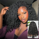 Flip Over Half Wig with Drawstring Burmese Curls with Coily Ends Glueless Human Hair Wig