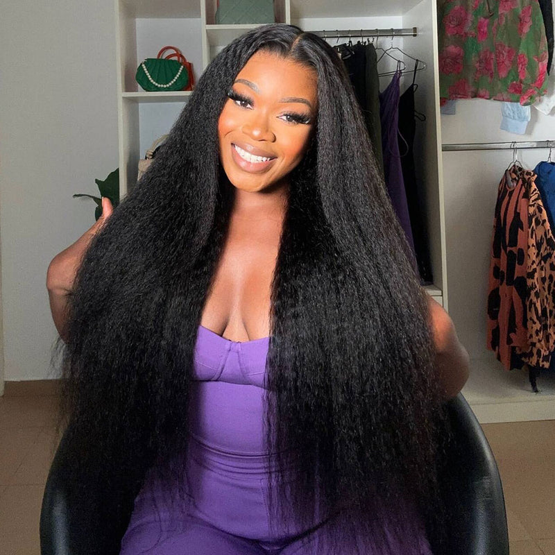 Upgraded Knot-Free 13x6 Fitted Cap Glueless Skin Melt Lace Front Wig Kinky