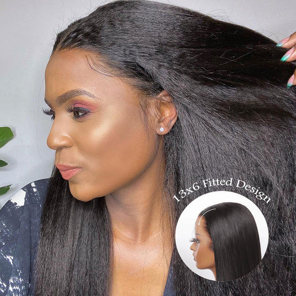 Upgraded Knot-Free 13x6 Fitted Cap Glueless Skin Melt Lace Front Wig Kinky
