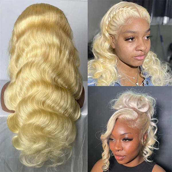 613 Blonde Invisible Strap Preplucked Human Hair 360 Lace Wig