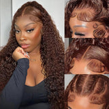KNOT-FREE - 13x6 Skin Melt Lace Preplucked Human Hair Frontal Wig | Brown Curls