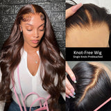 KNOT-FREE - 13x6 Skin Melt Lace Preplucked Human Hair Frontal Wig | Brown