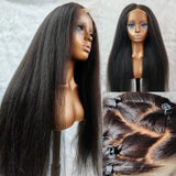 Knot-Free Skin Melt Full Lace Preplucked Human Hair Wig Kinky Straight