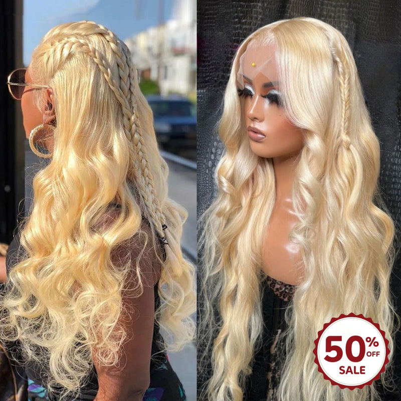 {50% Off} 13x4 Blonde 613 Human Hair Lace Front Wig | Body Wave