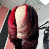 Reese | Red Highlight 99J Layered Bob Human Hair Bob Lace Front Wig