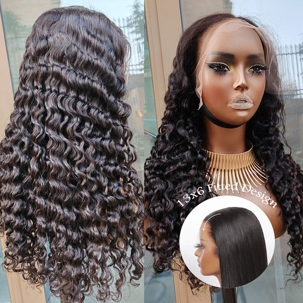 Upgraded Knot-Free13x6 Fitted Cap Glueless Skin Melt Lace Front Wig Loose Curls