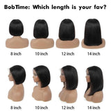{50% Off} 13x4/13x6 Human Hair 250% Straight BOB  Lace Front Wig