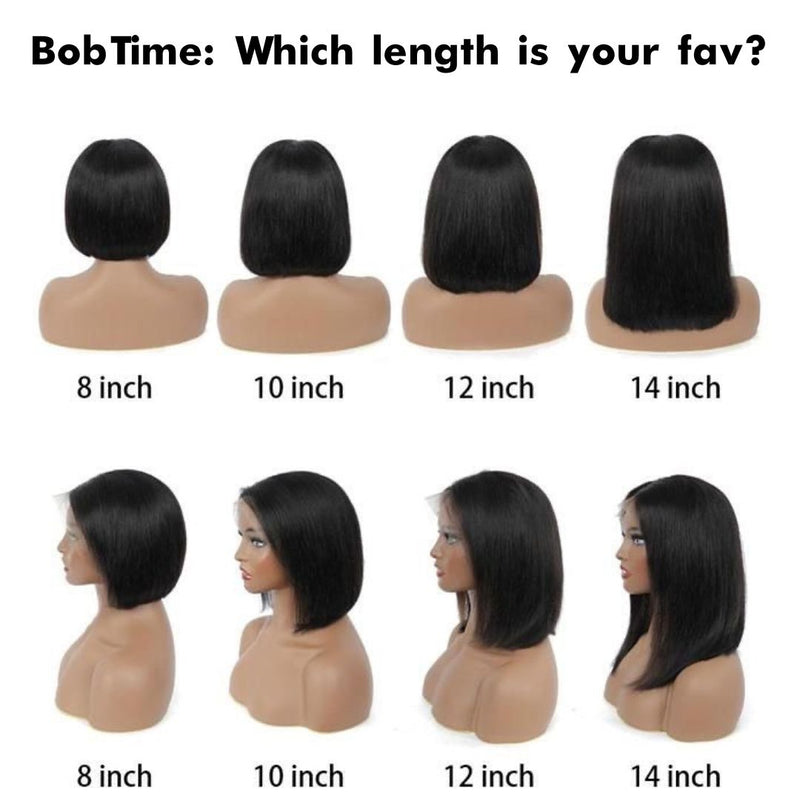 {50% Off} 13x4/13x6 Human Hair 250% Straight BOB  Lace Front Wig