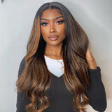 Ciani | Ombre Honey Brown Highlight Preplucked Human Hair Lace Front Wig