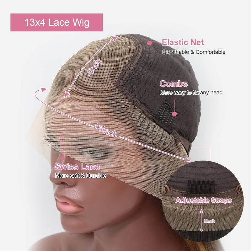 On Sale Ginger Straight Precolored Human Hair Lace Front Wig
