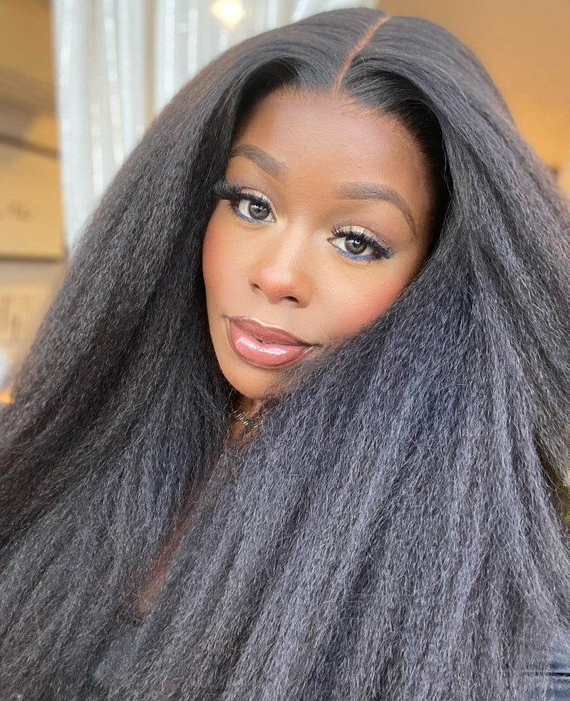 CLEARANCE 360 Lace Invisible Strap 250% Human Hair Lace Wig Kinky Straight