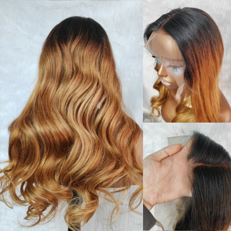 {50% Off} Ombre Honey Blonde Body Wave 13x4 Body Wave Human Hair Lace Front Wig