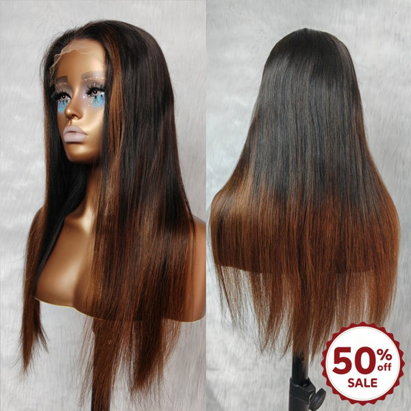 {50% Off} 6x6 HD Skin Melt Lace Ombre Colored Human Hair Closure Wig