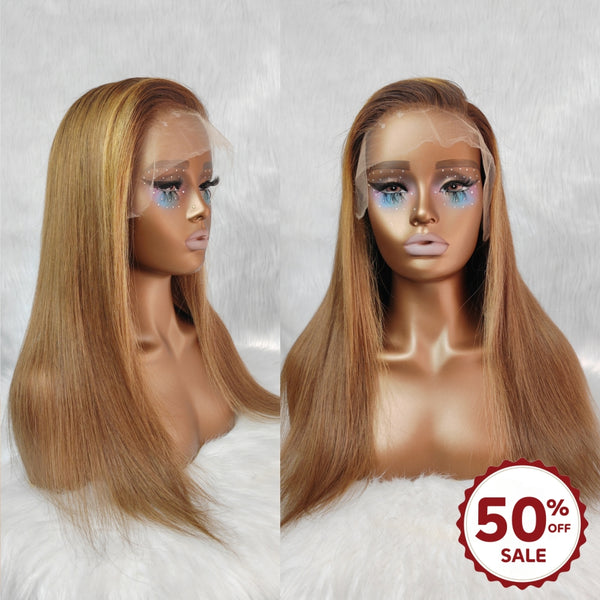{50% Off} Ombre Highlight 13x6 Human Hair Skin Melt Lace Front Wig