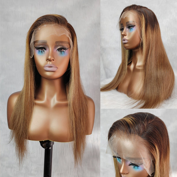 {50% Off} Ombre Highlight 13x6 Human Hair Skin Melt Lace Front Wig